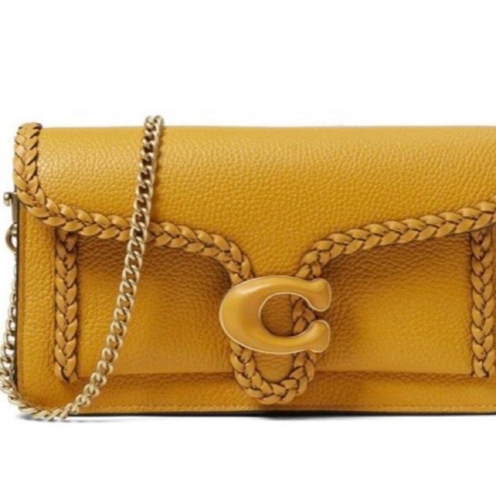 Coach Mustard Leather Clutch with Chain
